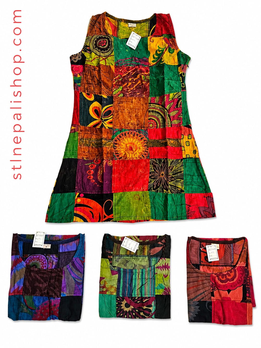 FLOWER PRINT PATCH STONE WASH DRESS