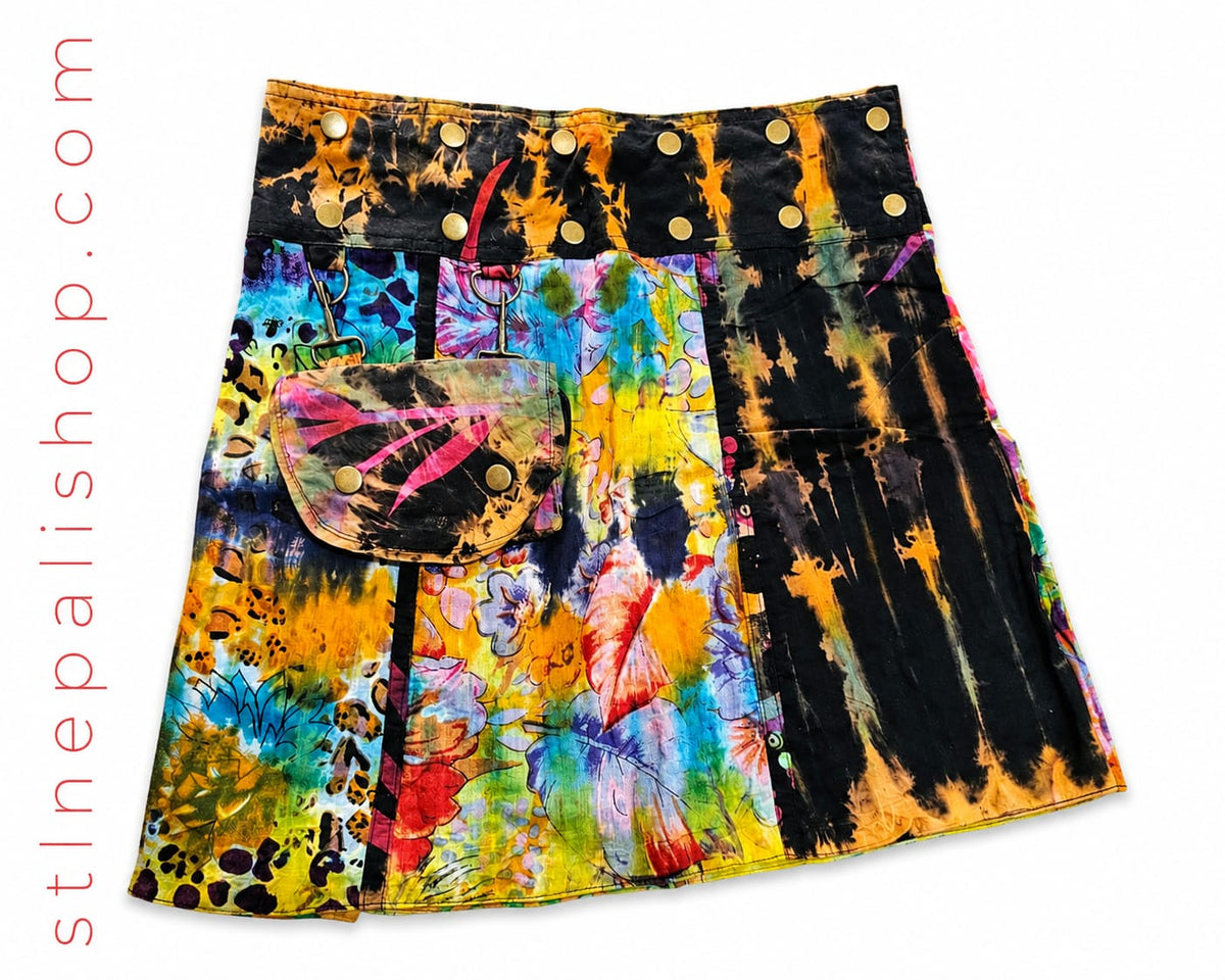 FLOWER PRINT TIEDIE SKIRT