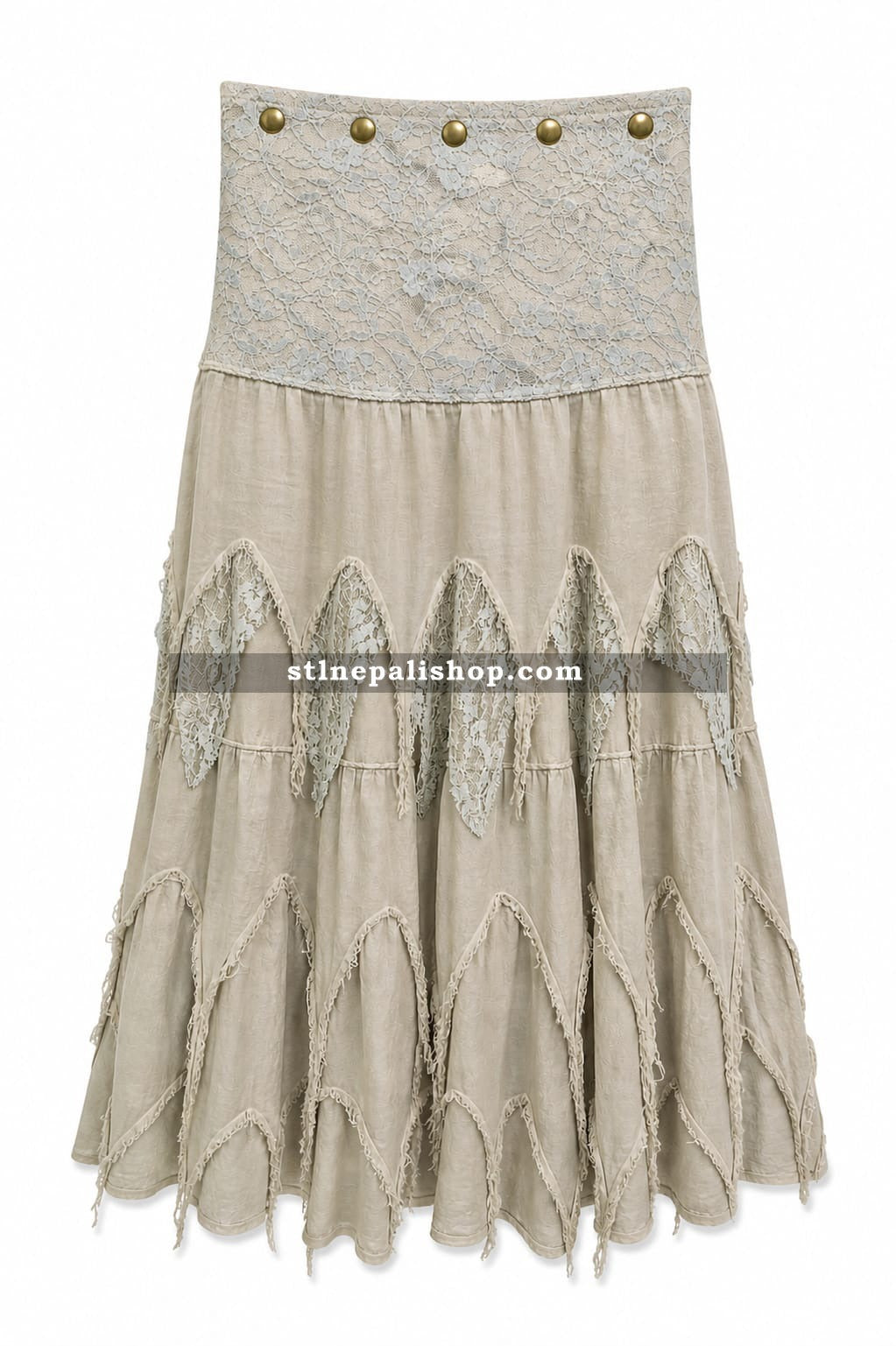 Beige Tiered Skirt