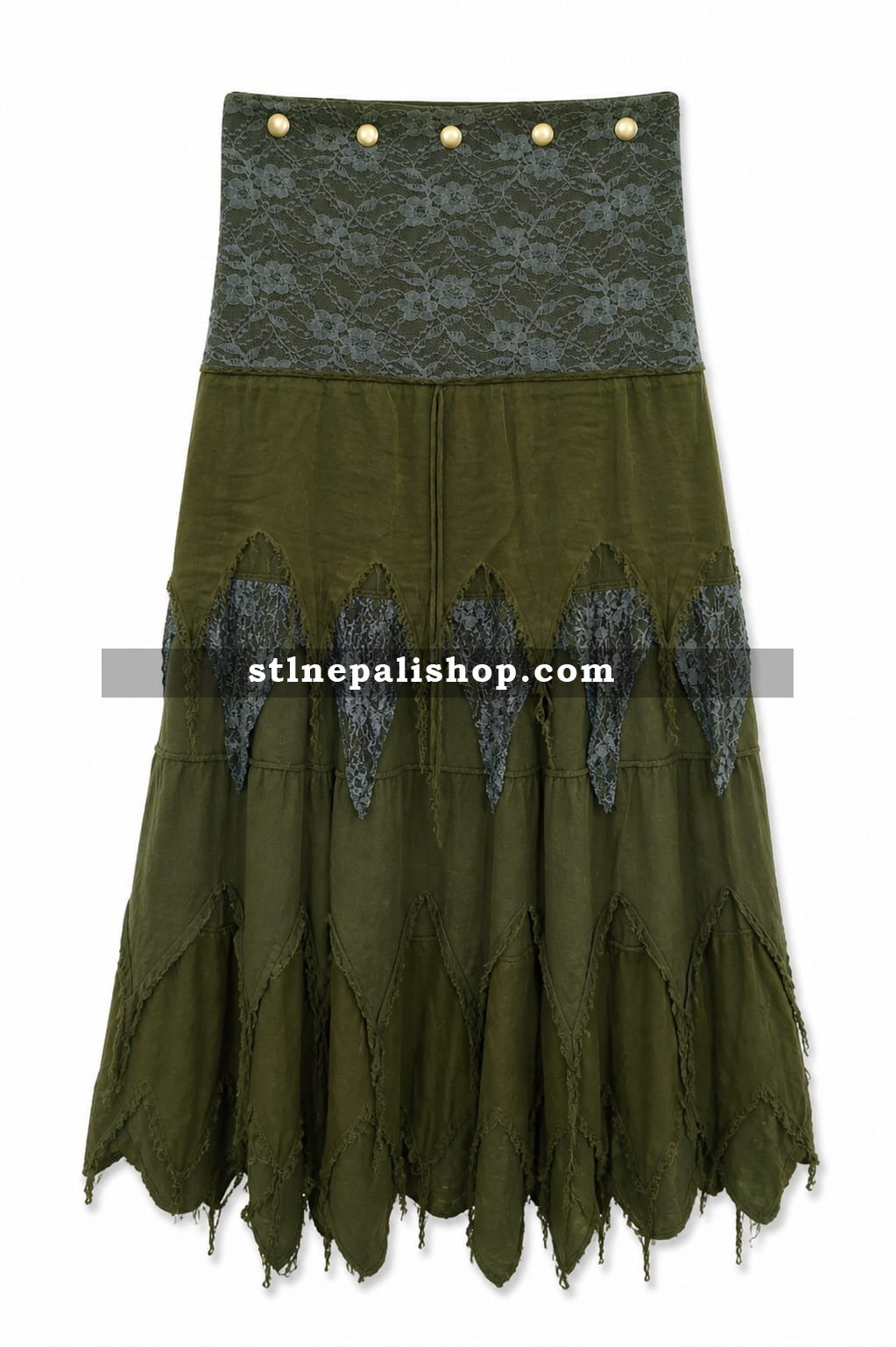 Green Tiered Skirt
