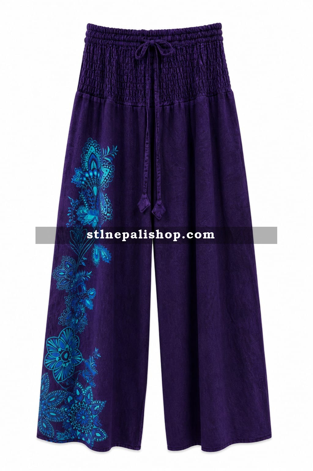 Embroidered Wide Leg Pants