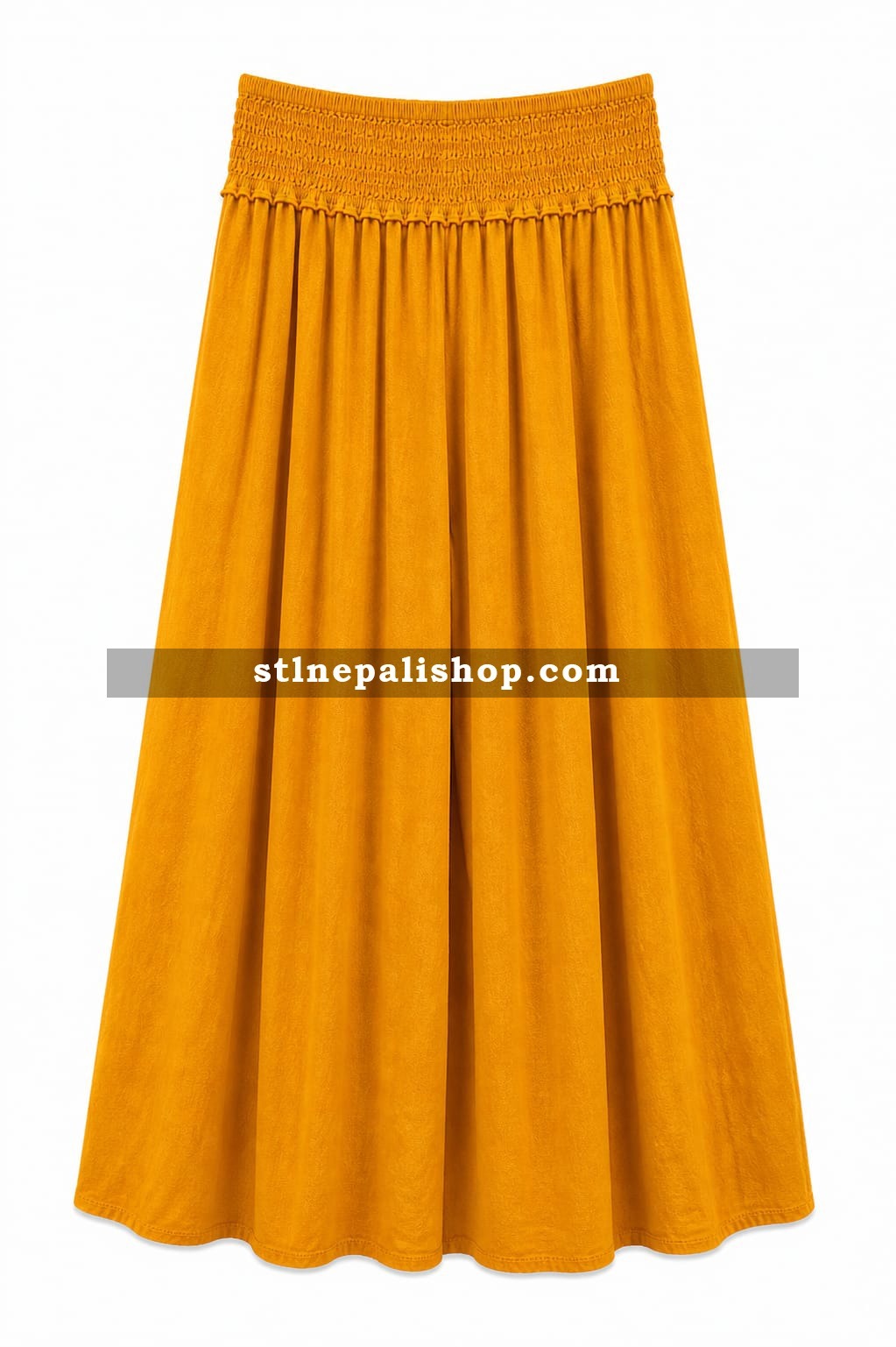 Mustard Pleated Midi Skirt