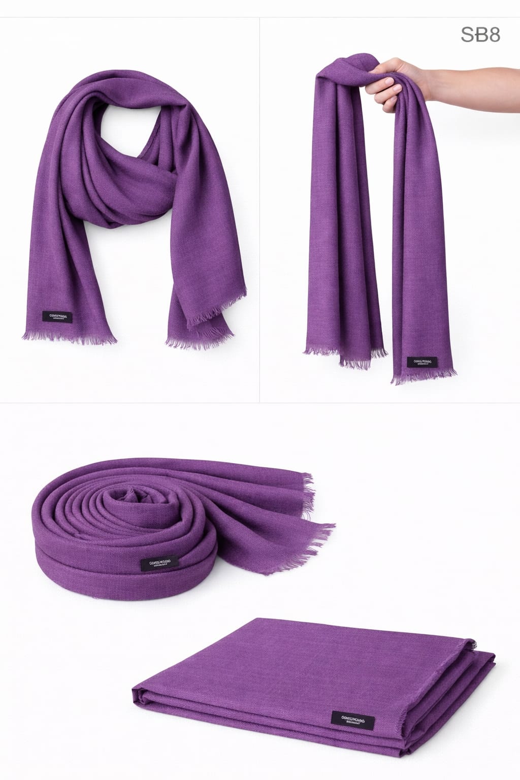 Plum Purple vibrant cashmere blend scarf (SB Series) in a versatile 70x200 cm size.