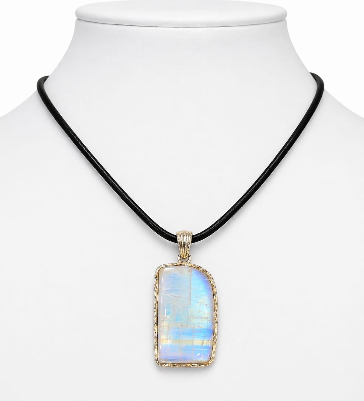 Rectangle Rainbow Moonstone Pendant