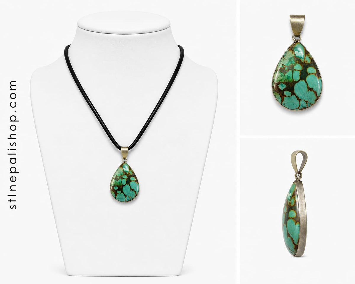 Green Turquoise Teardrop Pendant