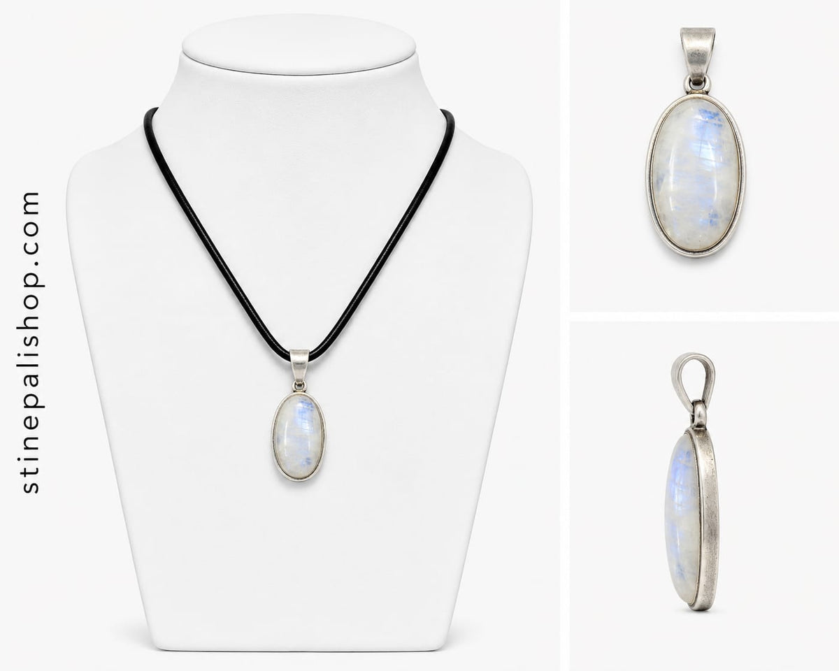 Natural Moonstone Oval Pendant