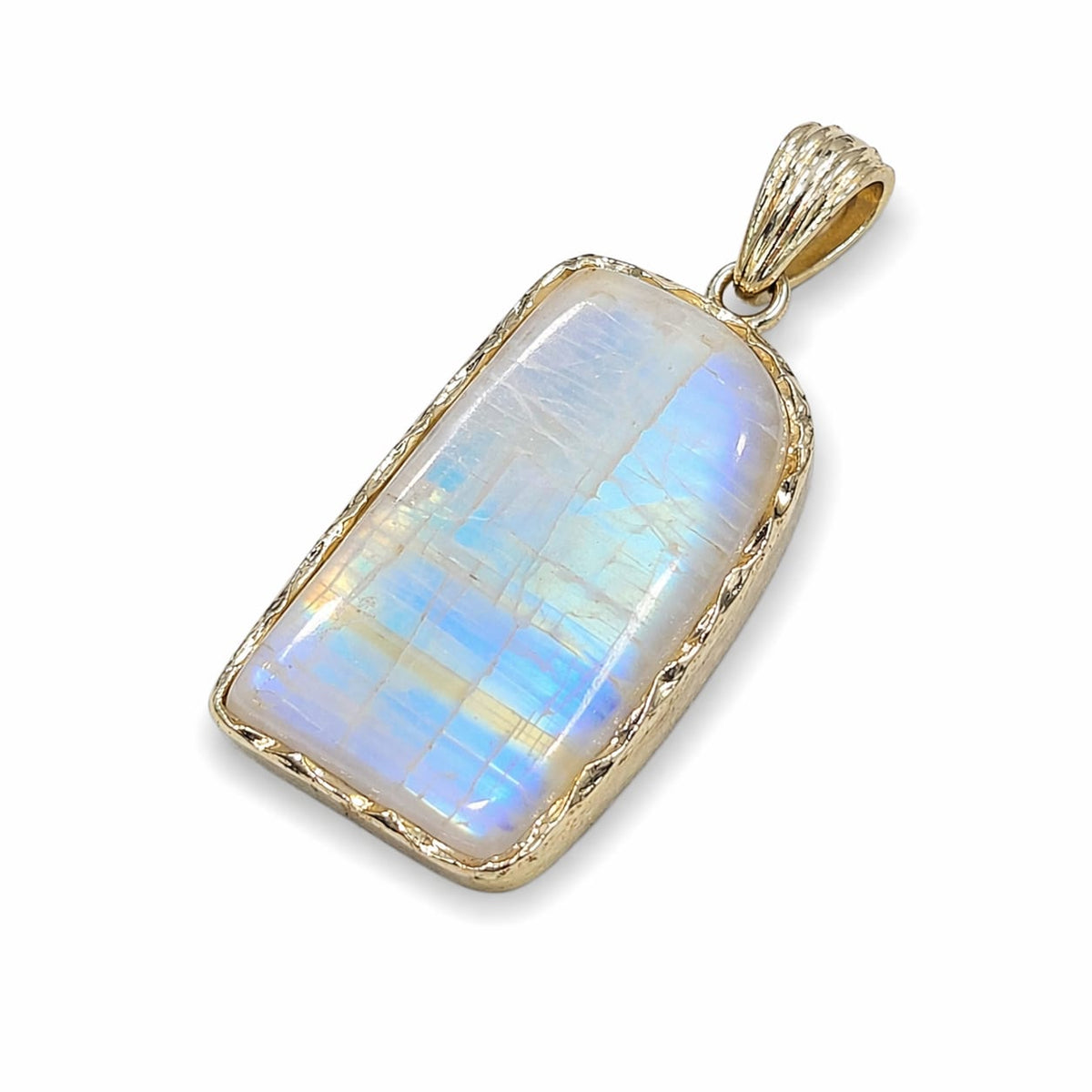Rectangle Rainbow Moonstone Pendant