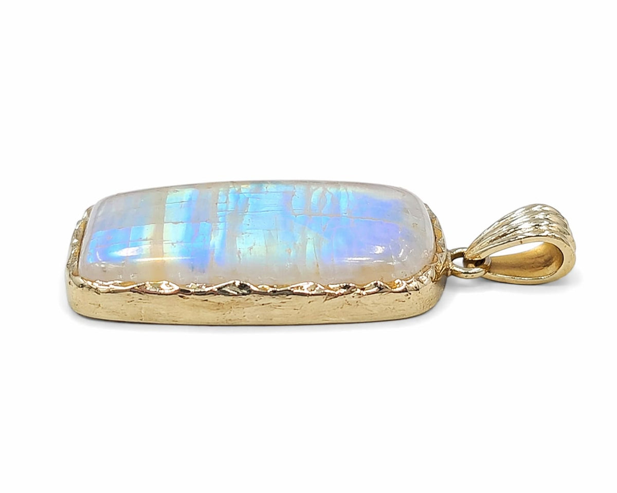 Rectangle Rainbow Moonstone Pendant